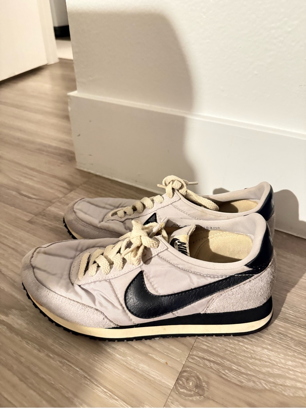 Vintage 1981 Nike Waffle Running Shoes Made in Korea Size 8.5 Grey Black Retro